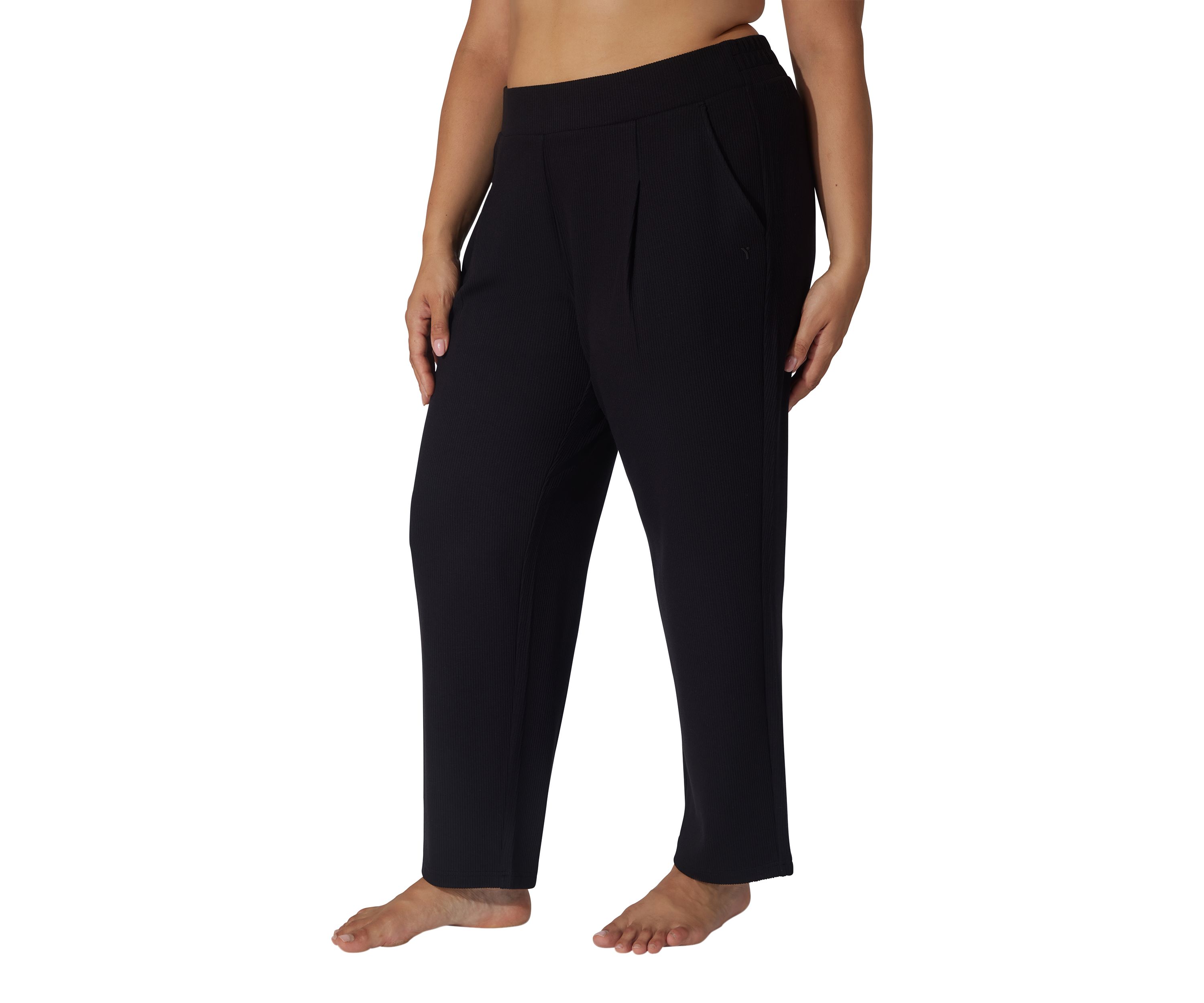 Plus Size Scuba Rib Straight Leg Pants 