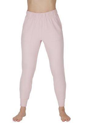 Yogalicious Women's Plus Size Ribbed Fleece Slim Fit Joggers, Gray, 3X