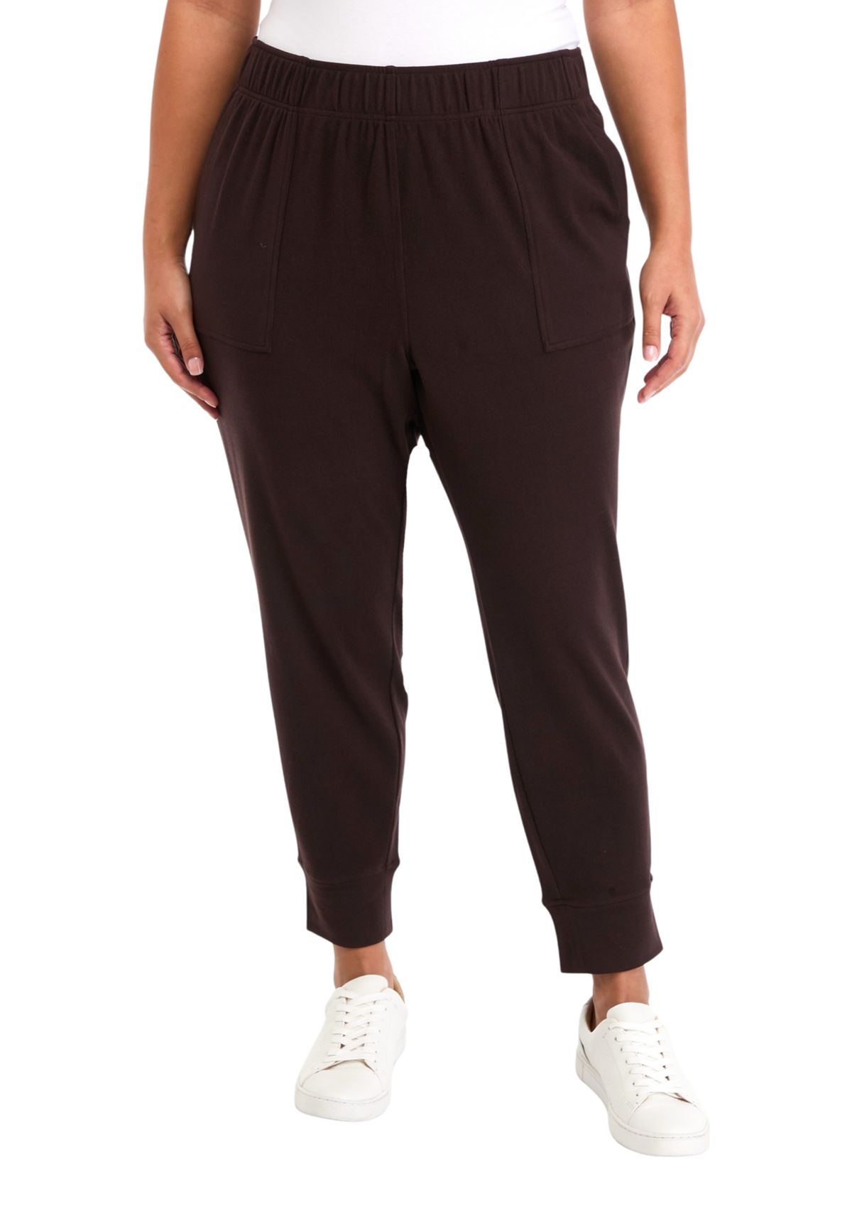 Plus Size Ribbed Fleece Slim Fit Joggers