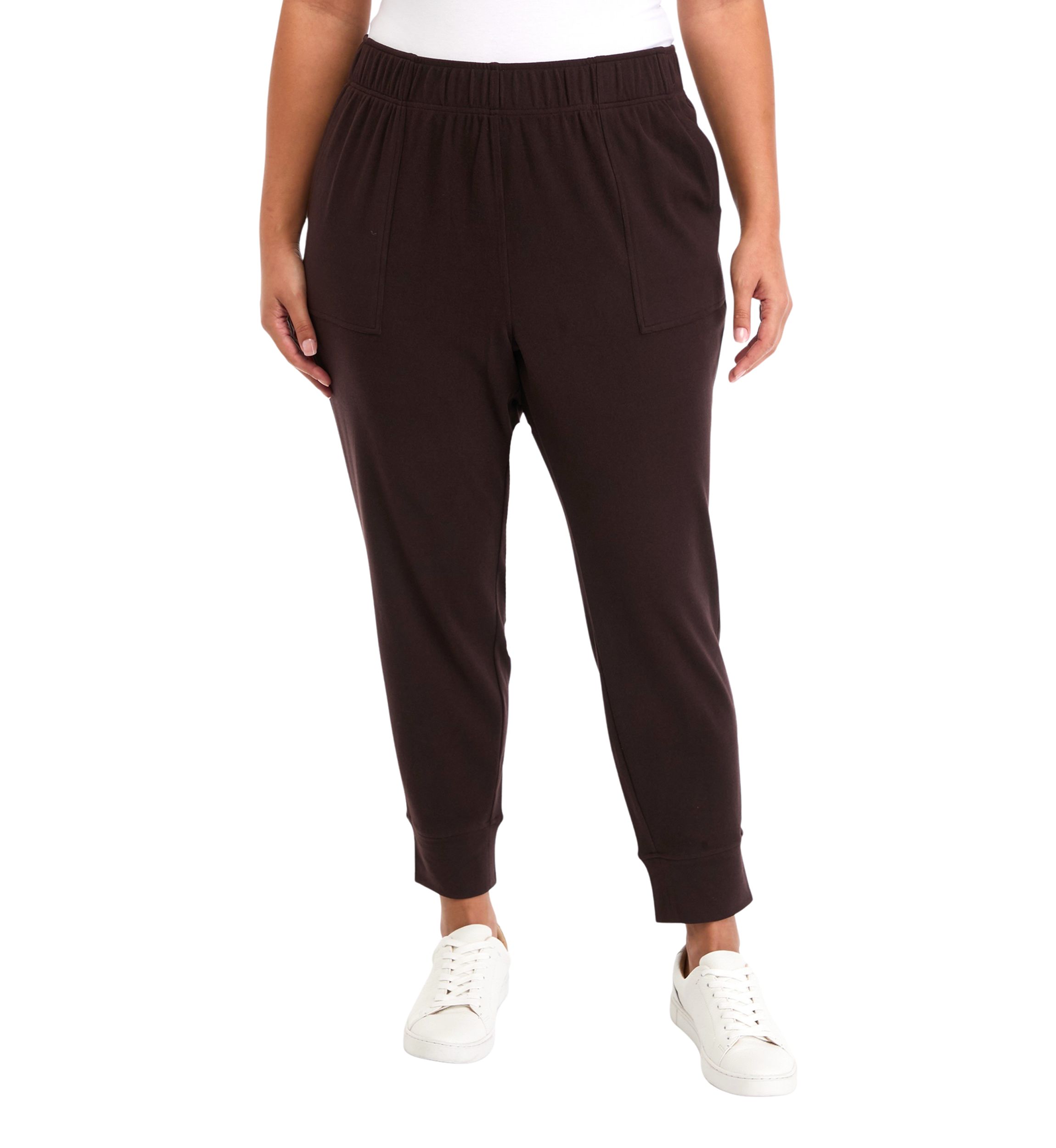 Plus Size Ribbed Fleece Slim Fit Joggers
