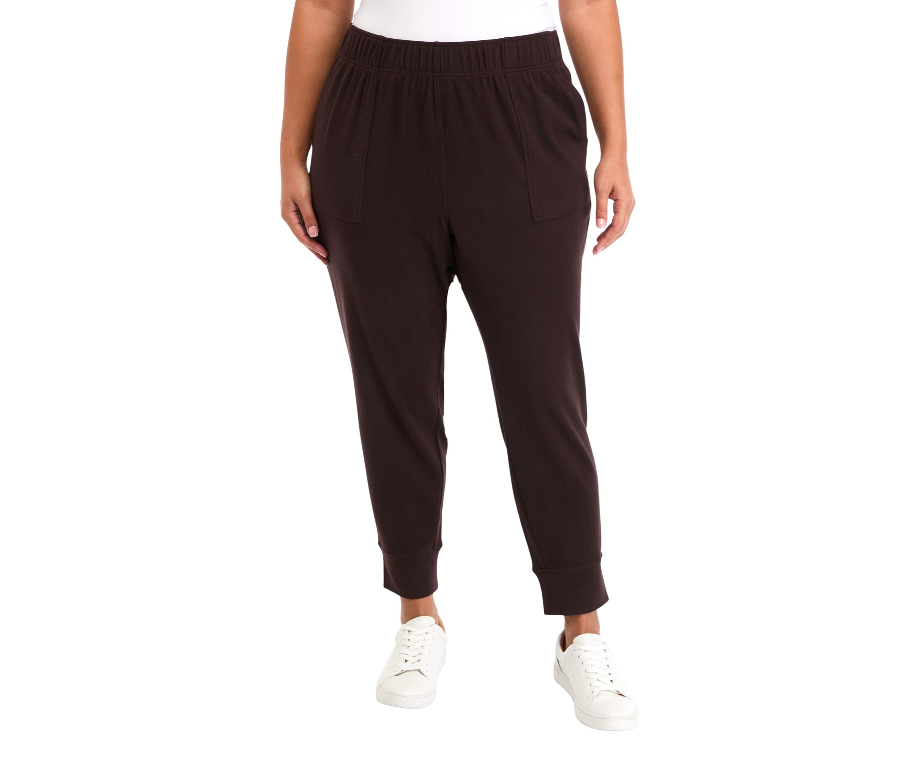 Plus Size Ribbed Fleece Slim Fit Joggers