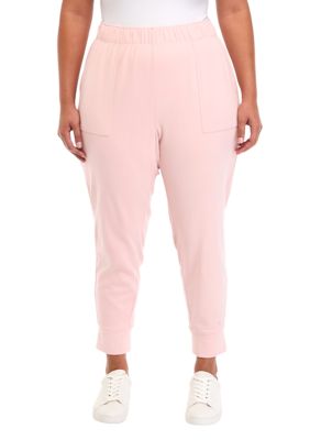 Yogalicious Women's Plus Size Ribbed Fleece Slim Fit Joggers, 3X