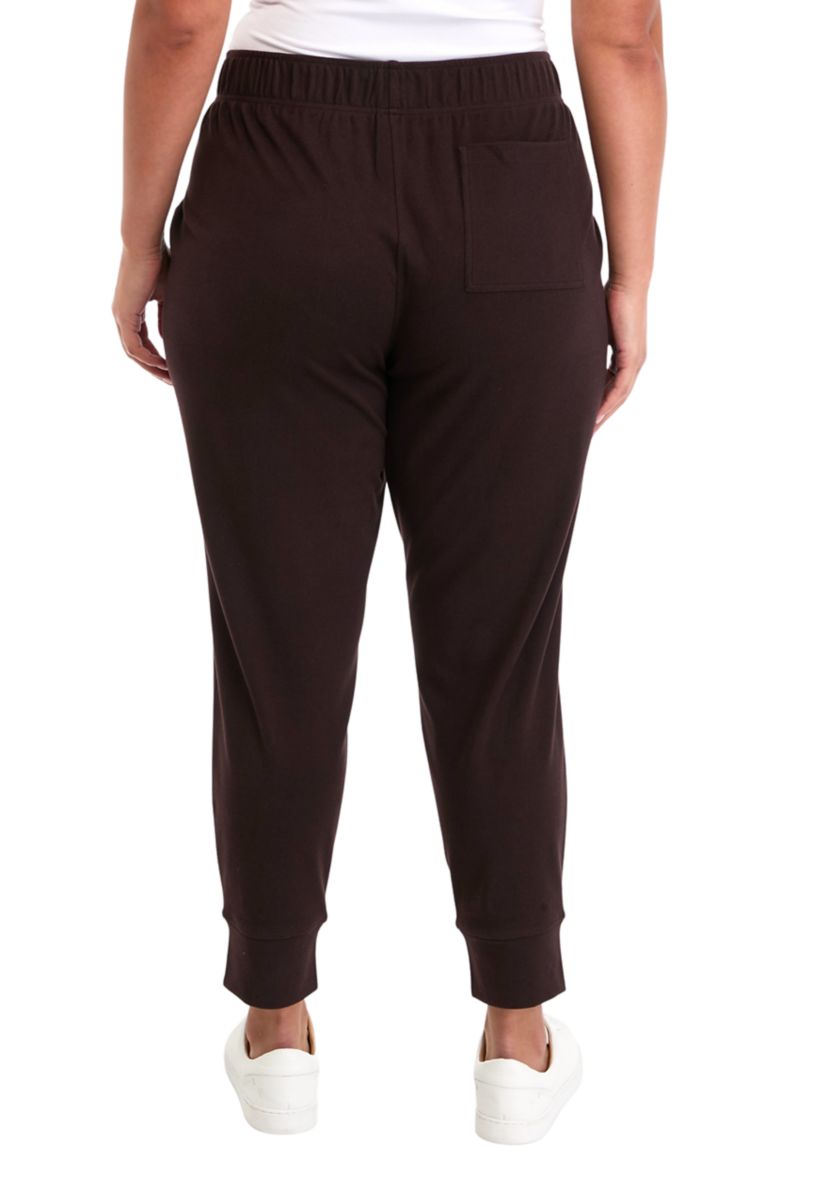 Plus Size Ribbed Fleece Slim Fit Joggers