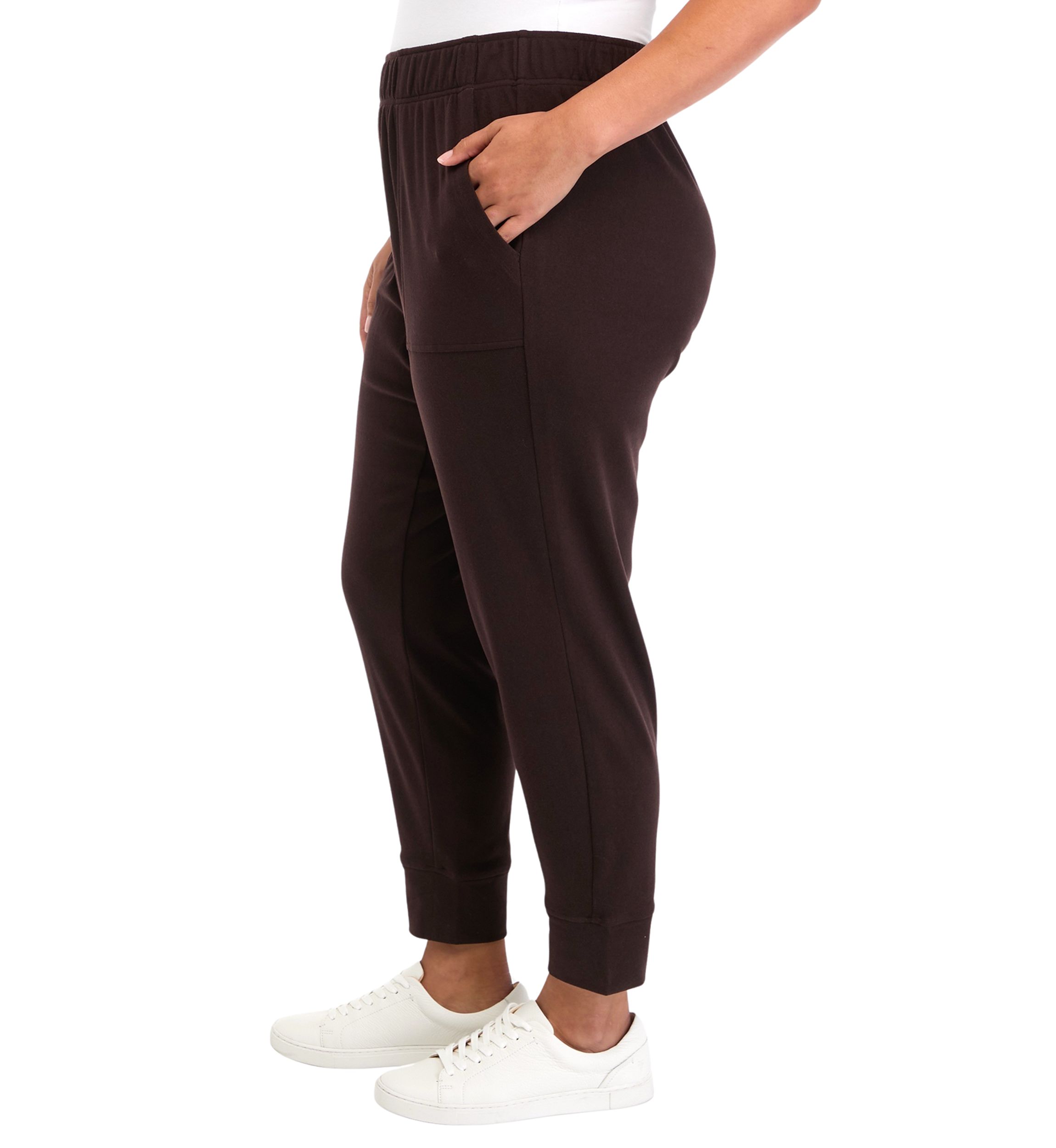 Plus Size Ribbed Fleece Slim Fit Joggers