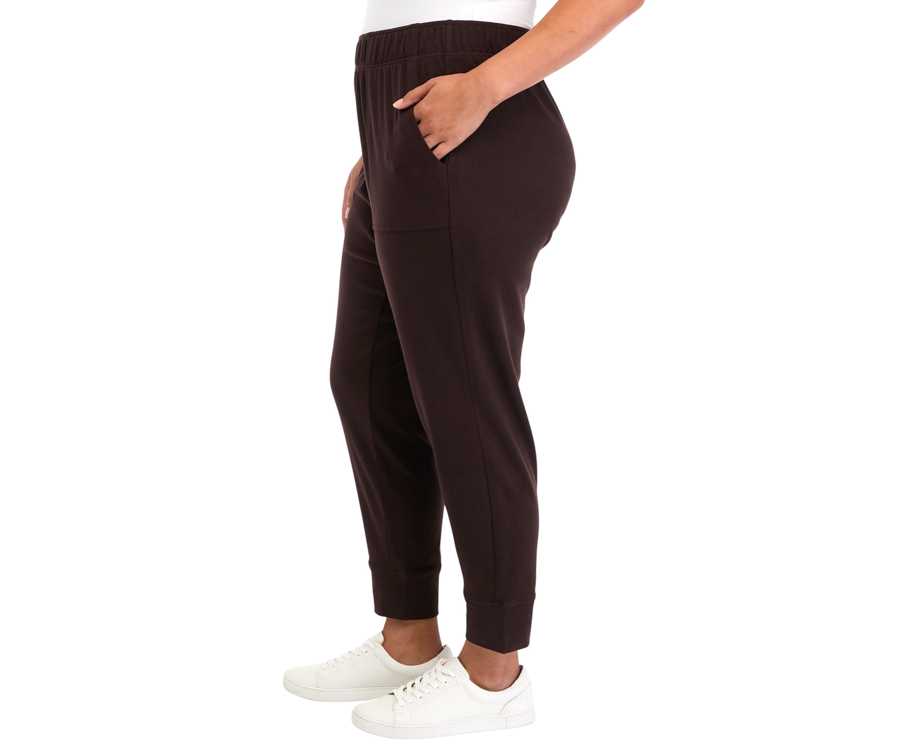 Plus Size Ribbed Fleece Slim Fit Joggers