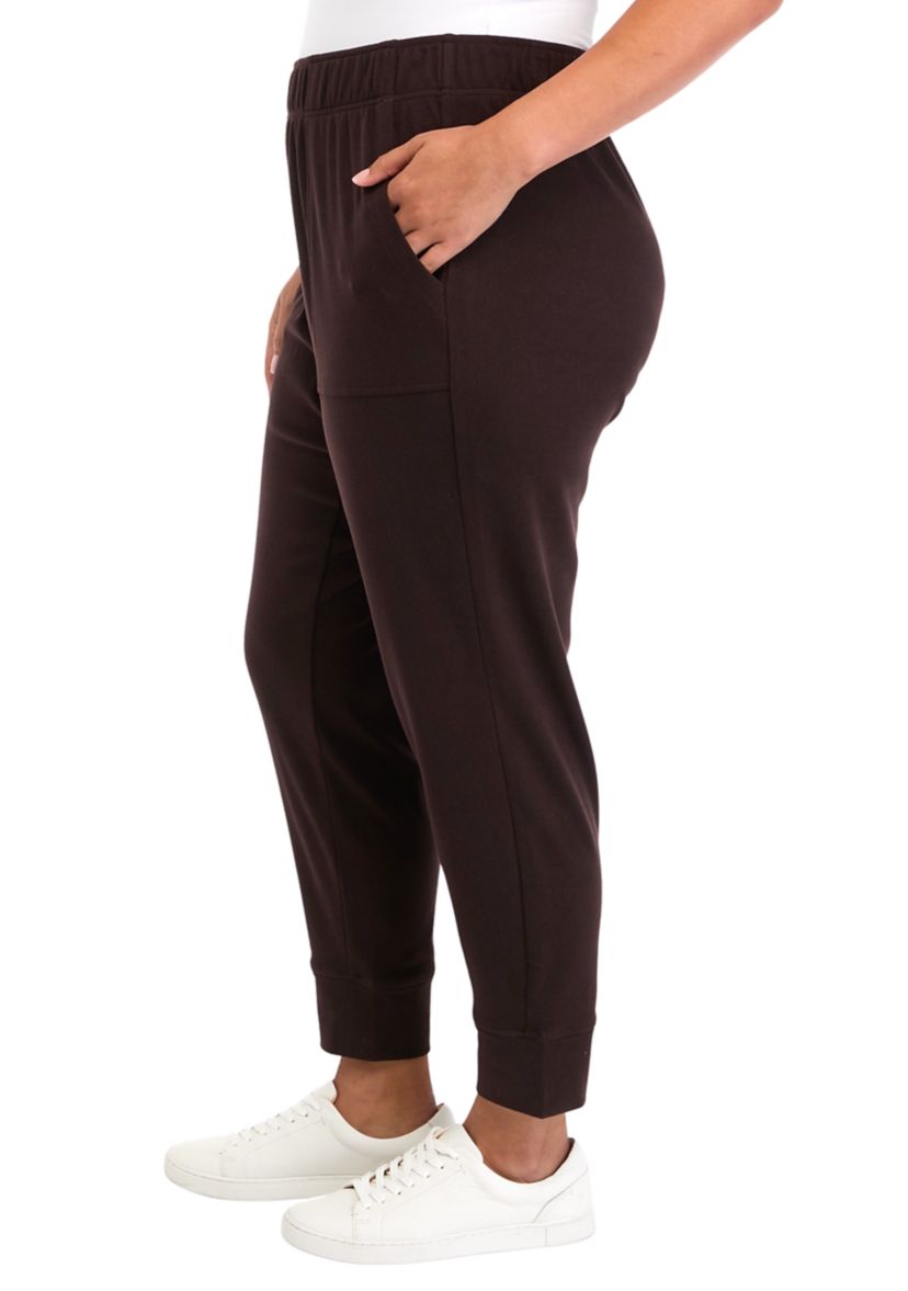 Plus Size Ribbed Fleece Slim Fit Joggers