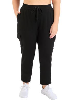 Yogalicious Women's Plus Size Scuba Jamie Tapered Pants with Cargo Pockets