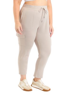 Yogalicious Women's Plus Size Scuba Jamie Tapered Pants with Cargo Pockets, 3X