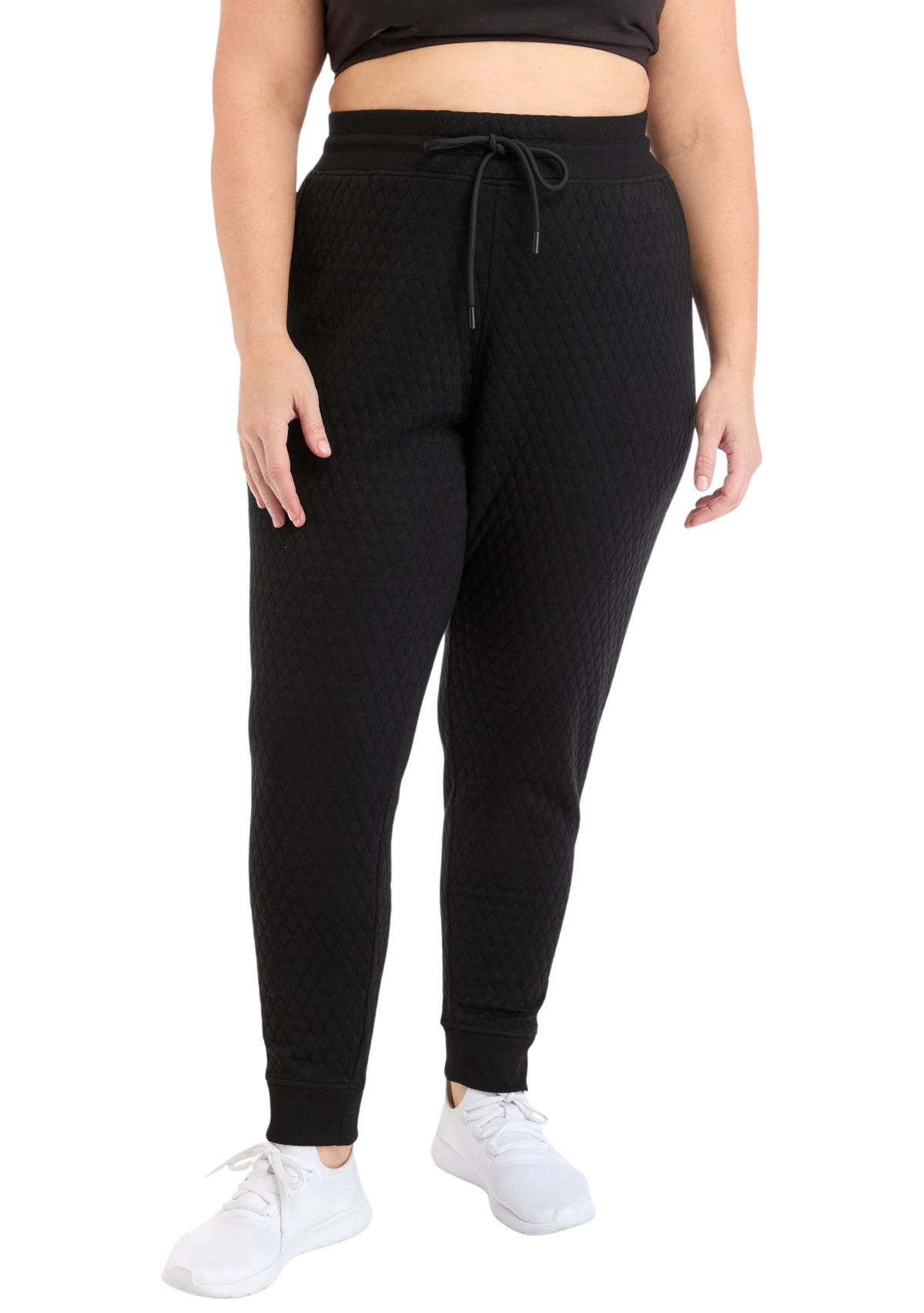 Plus Size Diamond Quilted Joggers with Pockets