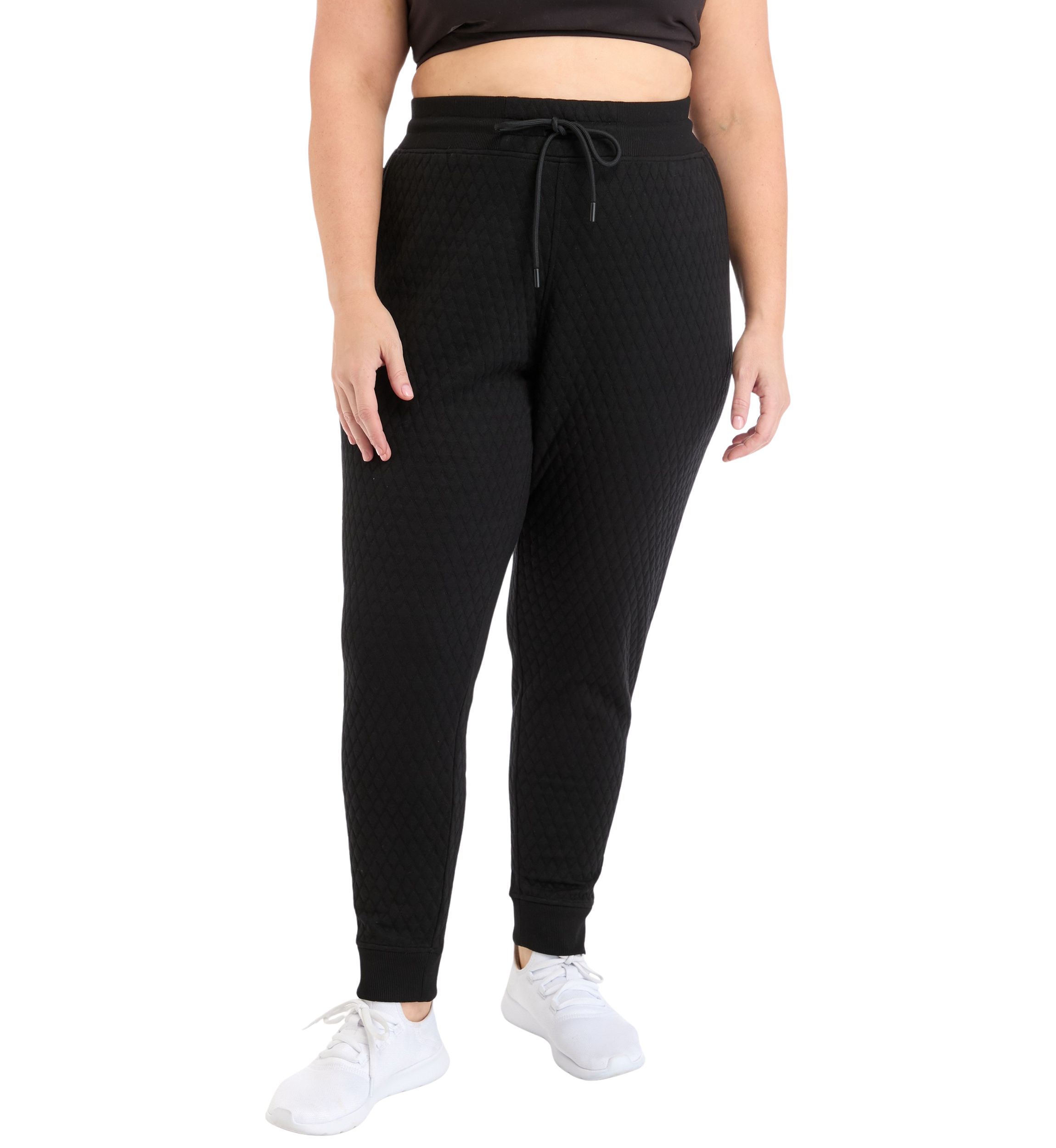 Plus Size Diamond Quilted Joggers with Pockets