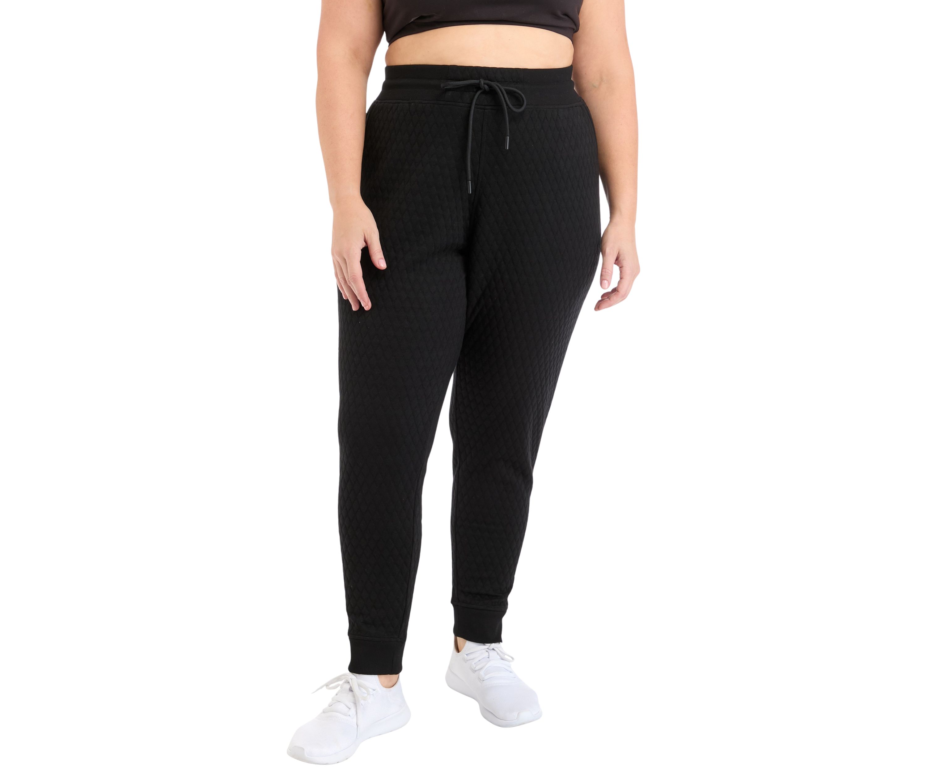 Plus Size Diamond Quilted Joggers with Pockets