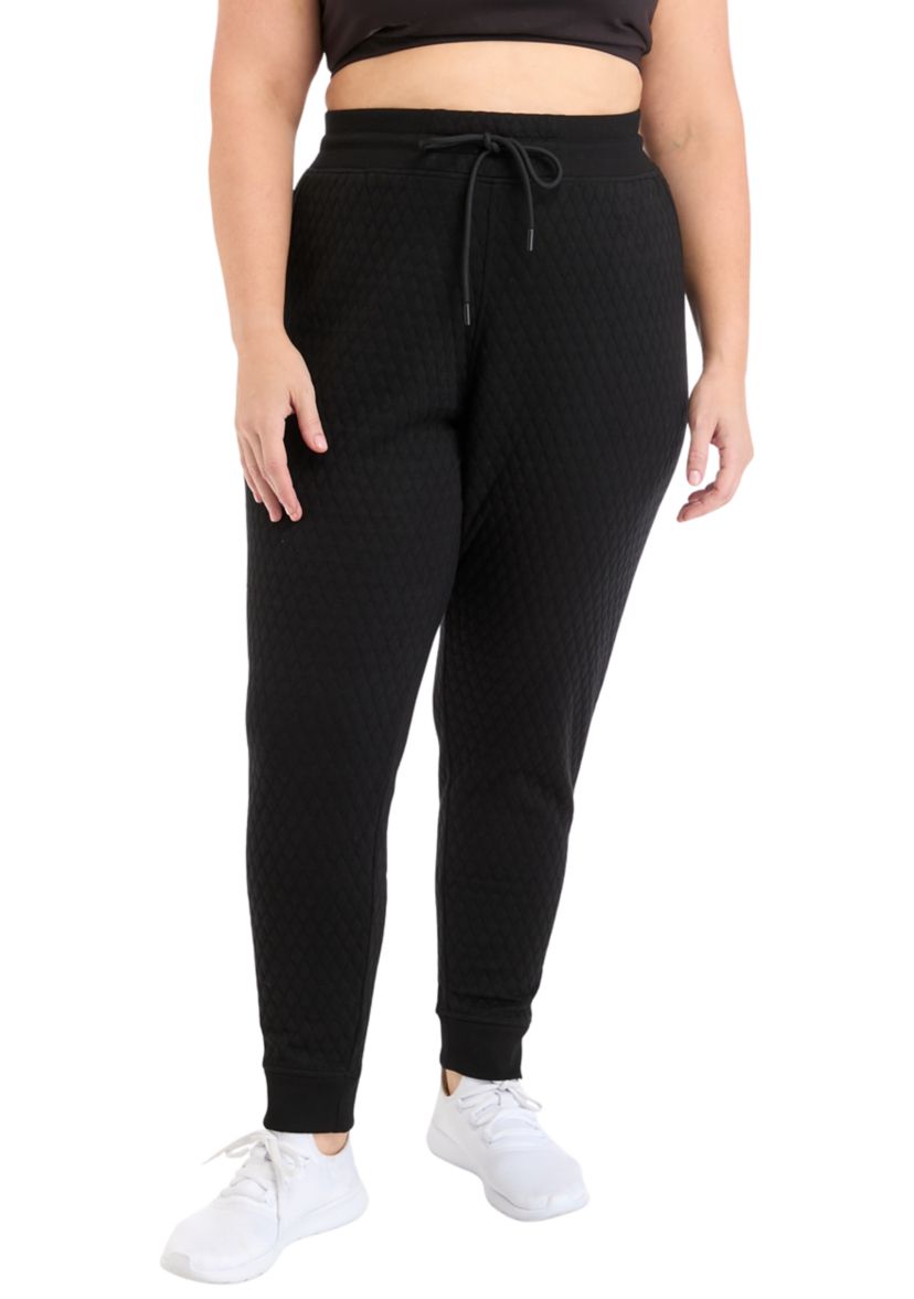 Plus Size Diamond Quilted Joggers with Pockets