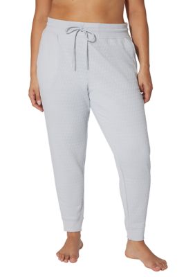 Yogalicious Women's Plus Size Diamond Quilted Joggers with Pockets, 3X