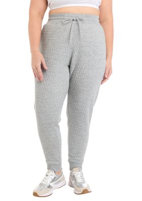 Yogalicious Women's Plus Size Diamond Quilted Joggers with Pockets, 3X