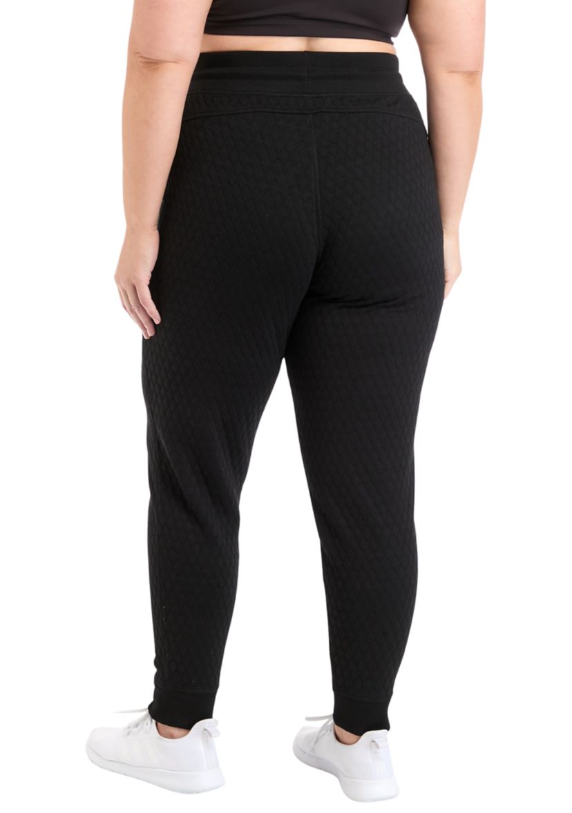 Plus Size Diamond Quilted Joggers with Pockets