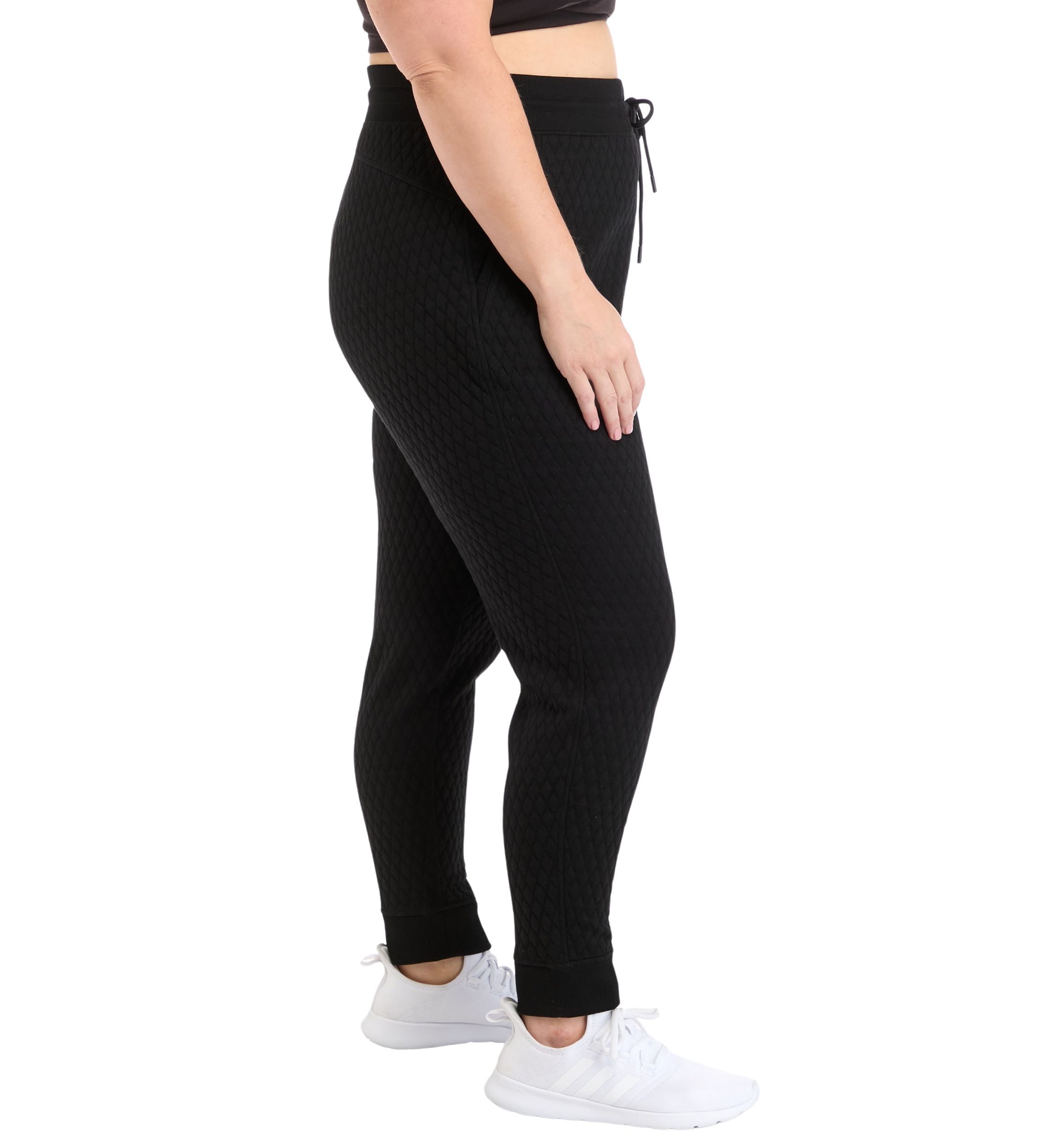 Plus Size Diamond Quilted Joggers with Pockets