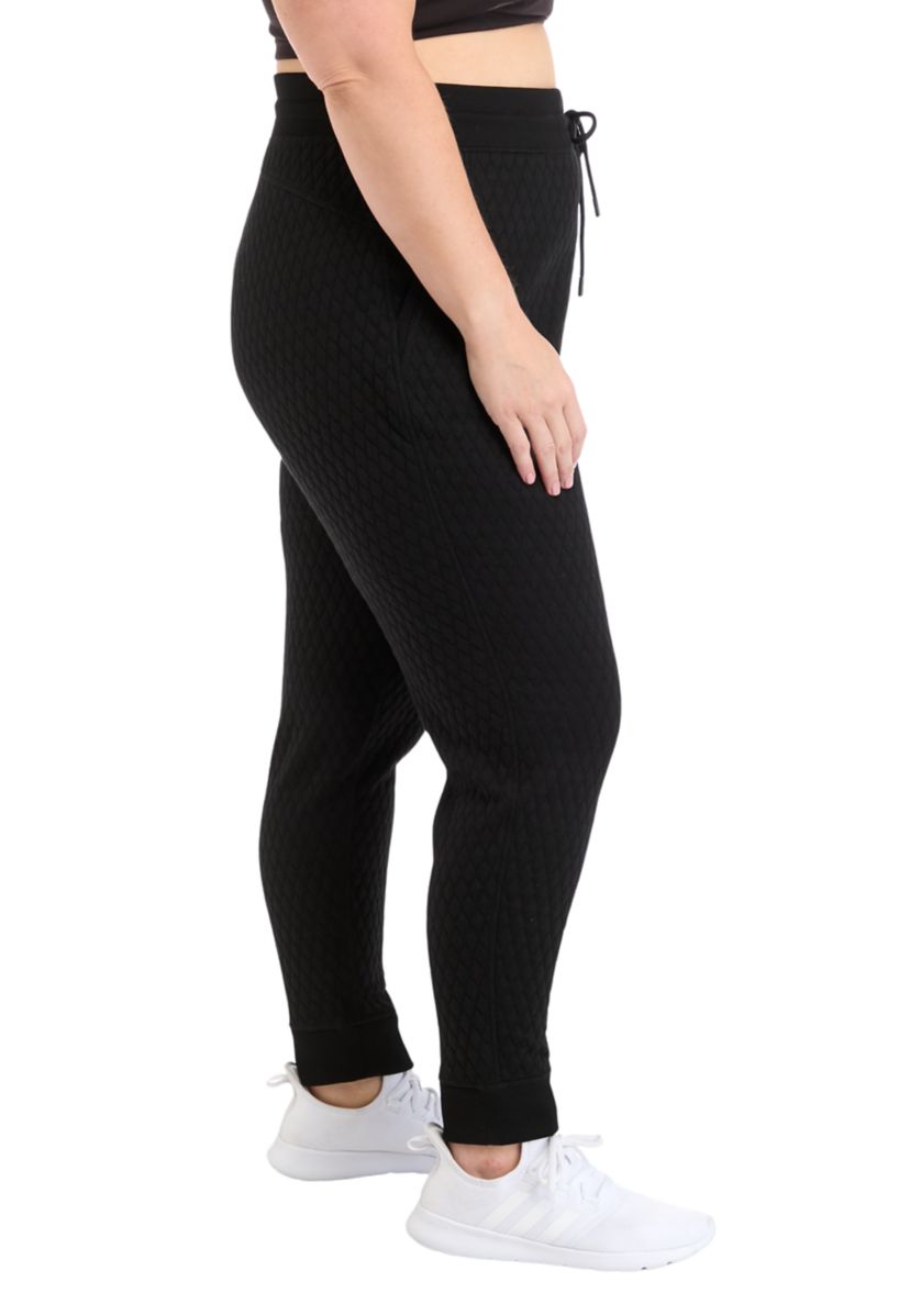 Plus Size Diamond Quilted Joggers with Pockets