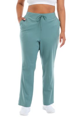 Yogalicious Women's Plus Size Lux Avenue Straight Leg Pants, Green, 2X