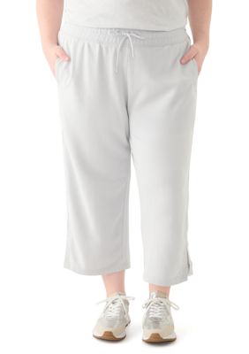 Yogalicious Women's Plus Size Baby Wash Crop Capri Sweatpants, 1X