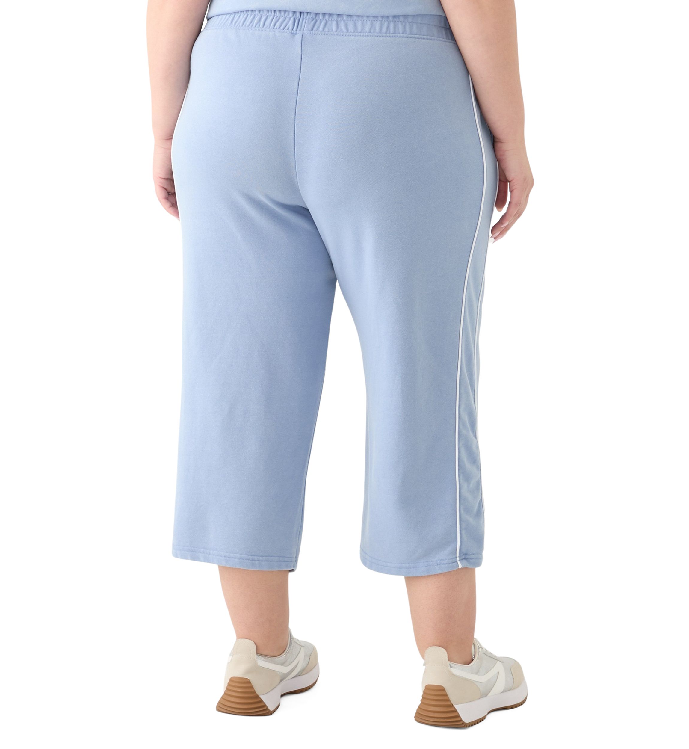 Plus Size Baby Wash Crop Capri Sweatpants