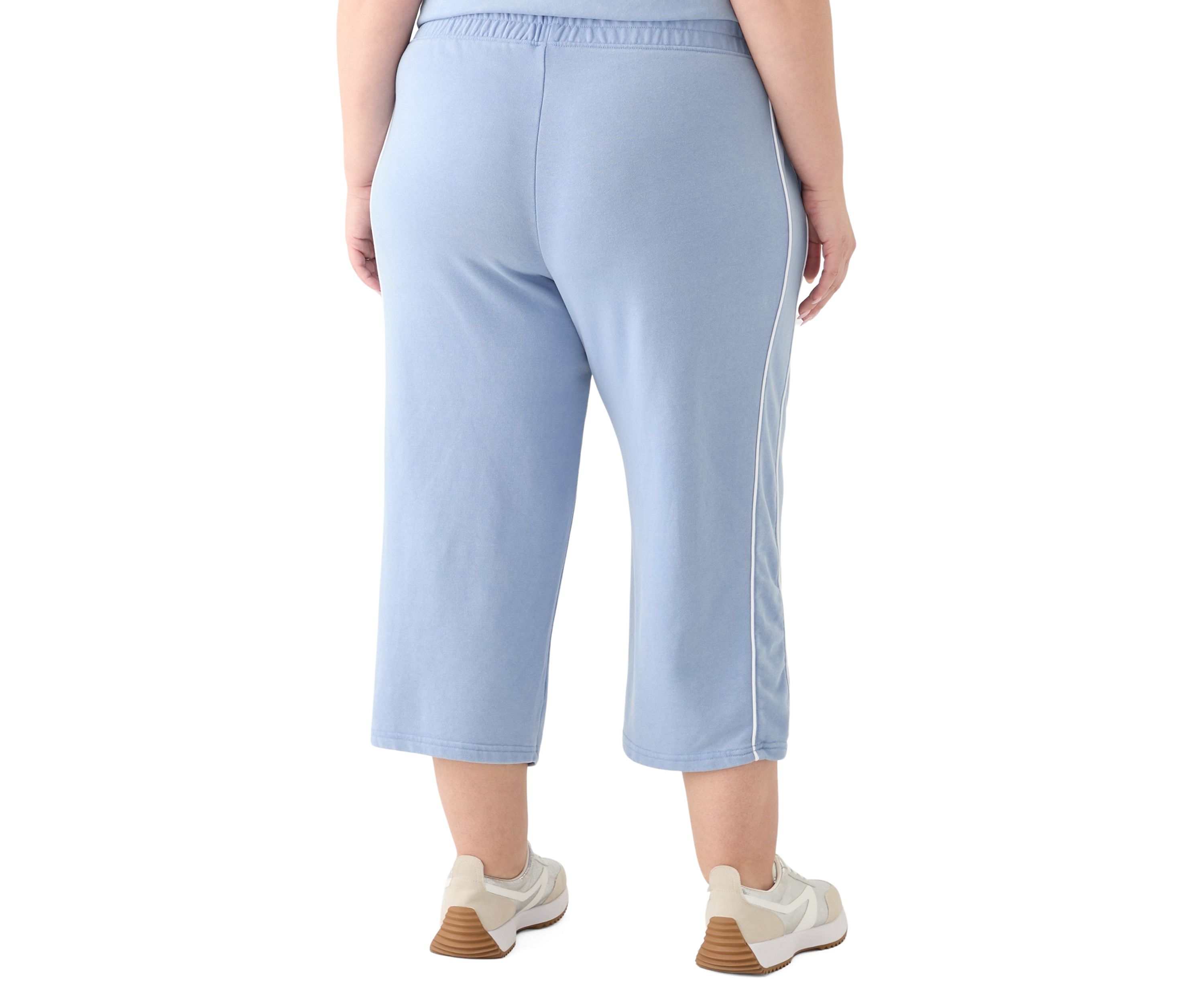 Plus Size Baby Wash Crop Capri Sweatpants