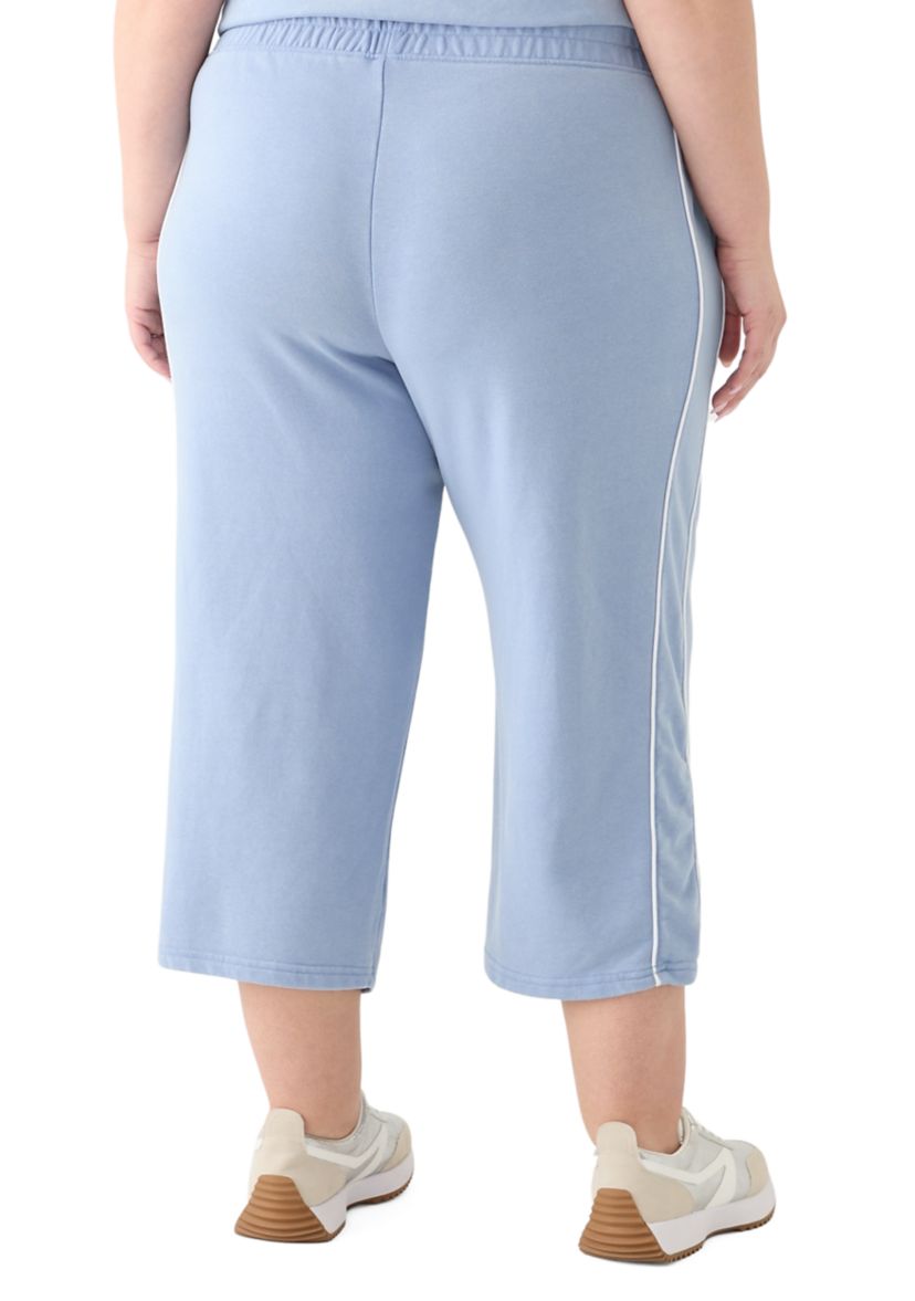 Plus Size Baby Wash Crop Capri Sweatpants