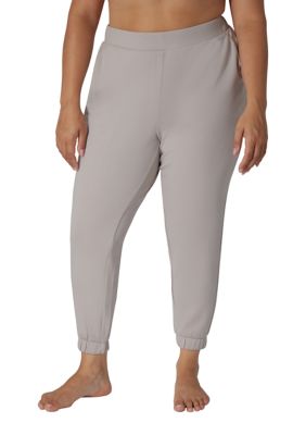 Yogalicious Women's Plus Size Scuba Joggers with Faux Fly Back, 3X