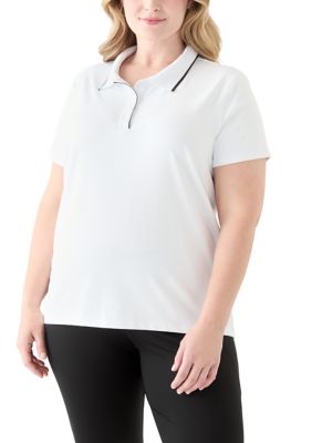 Yogalicious Women's Plus Size Short Sleeve Polo T-Shirt