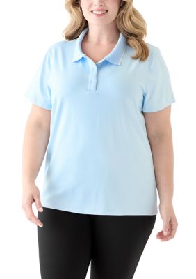 Yogalicious Women's Plus Size Short Sleeve Polo T-Shirt, 1X