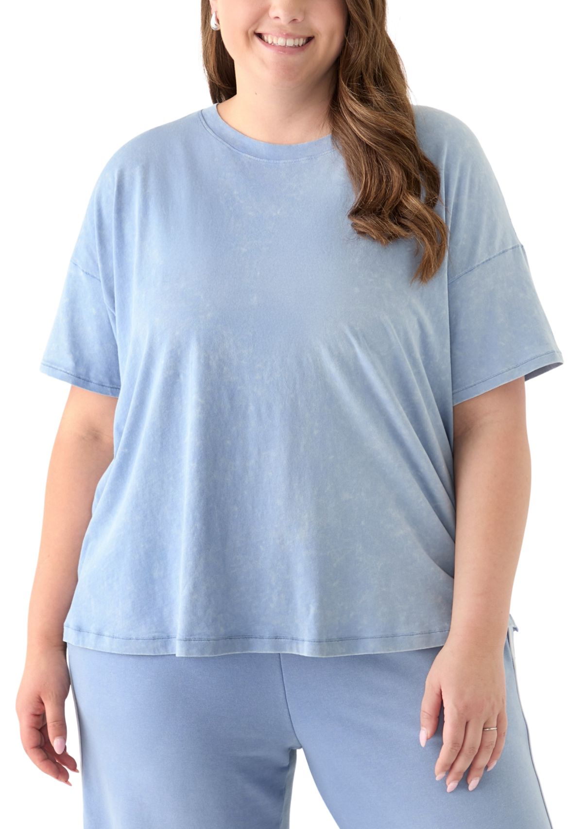 Plus Size Stone Washed Boxy Cropped T-Shirt