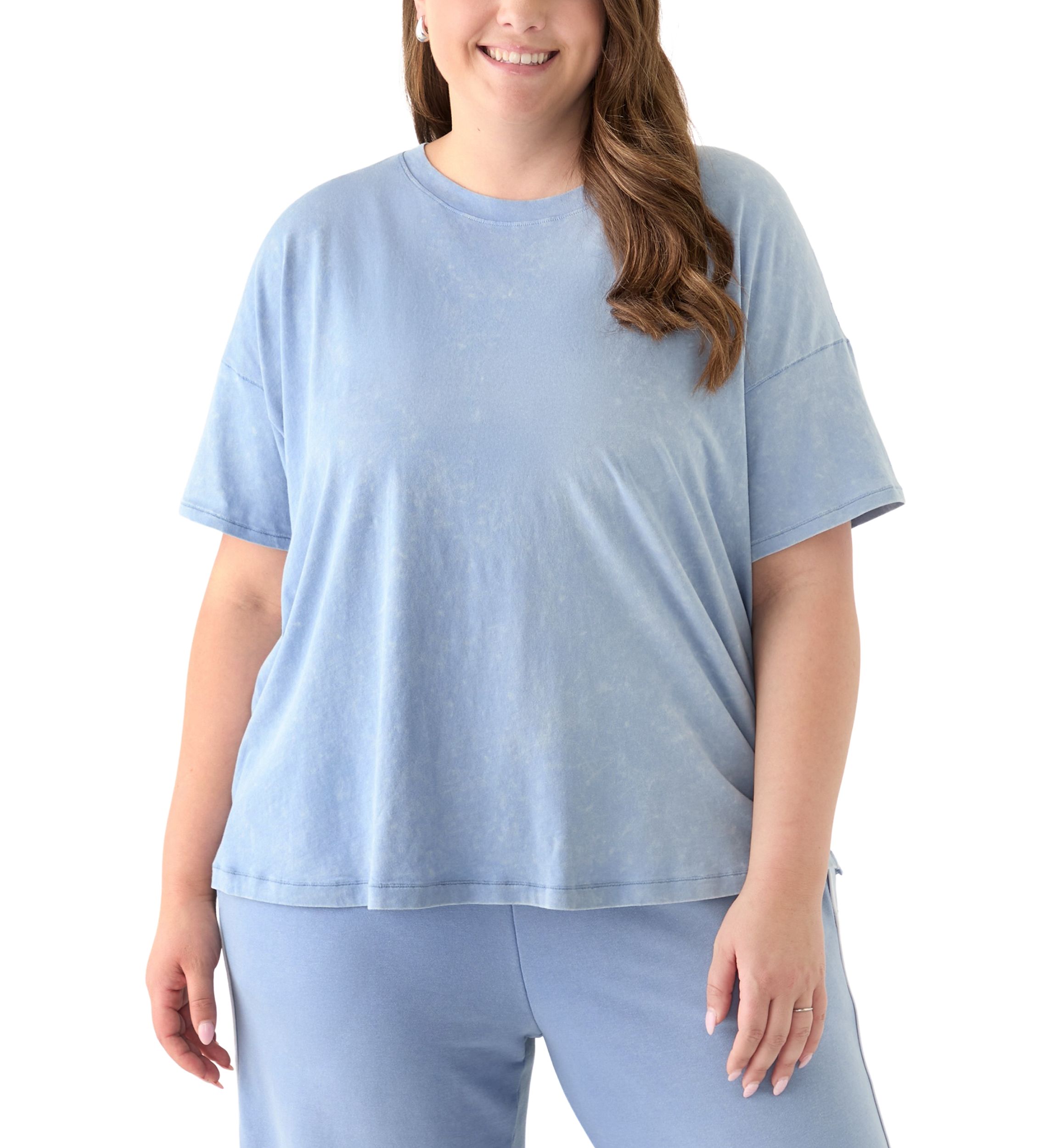 Plus Size Stone Washed Boxy Cropped T-Shirt
