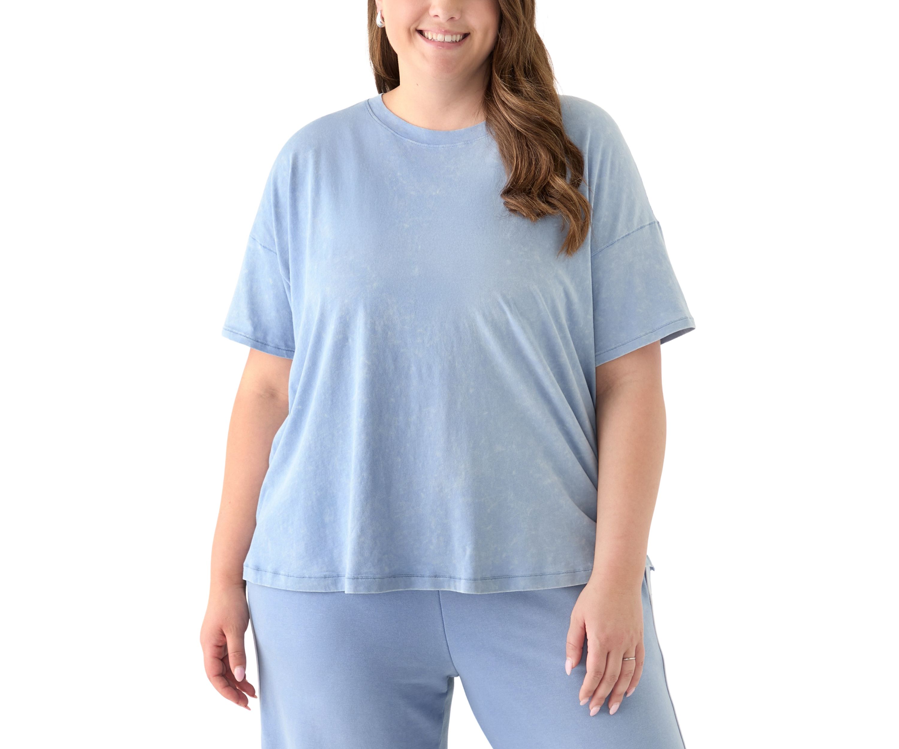 Plus Size Stone Washed Boxy Cropped T-Shirt