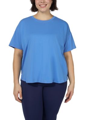 Yogalicious Women's Plus Size Stone Washed Boxy Cropped T-Shirt, 3X