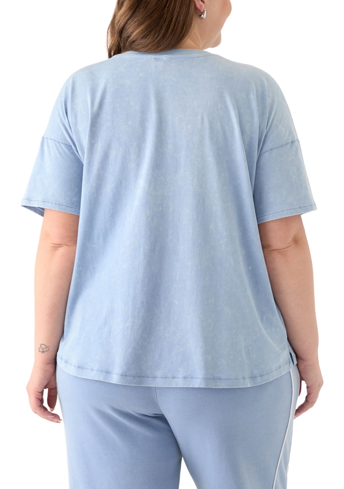 Plus Size Stone Washed Boxy Cropped T-Shirt