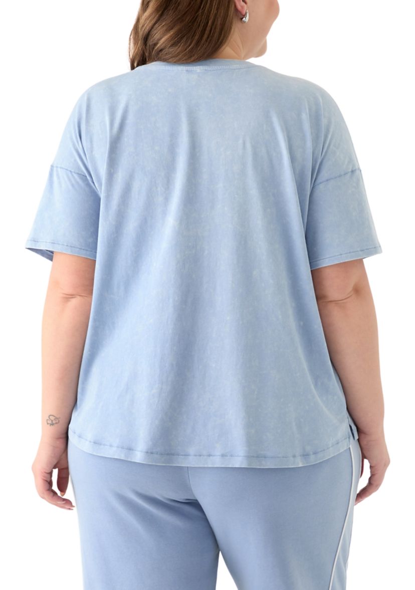 Plus Size Stone Washed Boxy Cropped T-Shirt