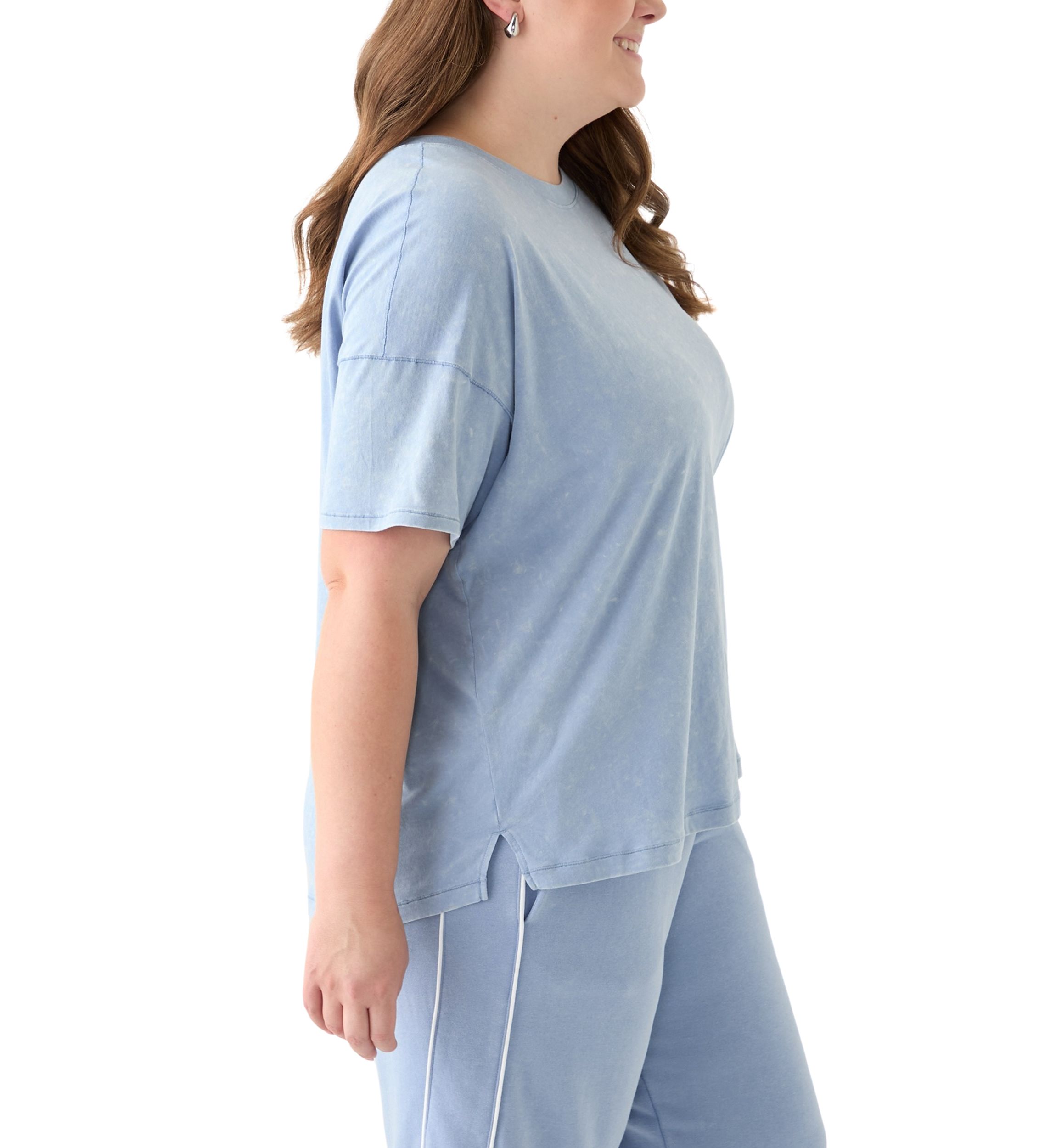 Plus Size Stone Washed Boxy Cropped T-Shirt