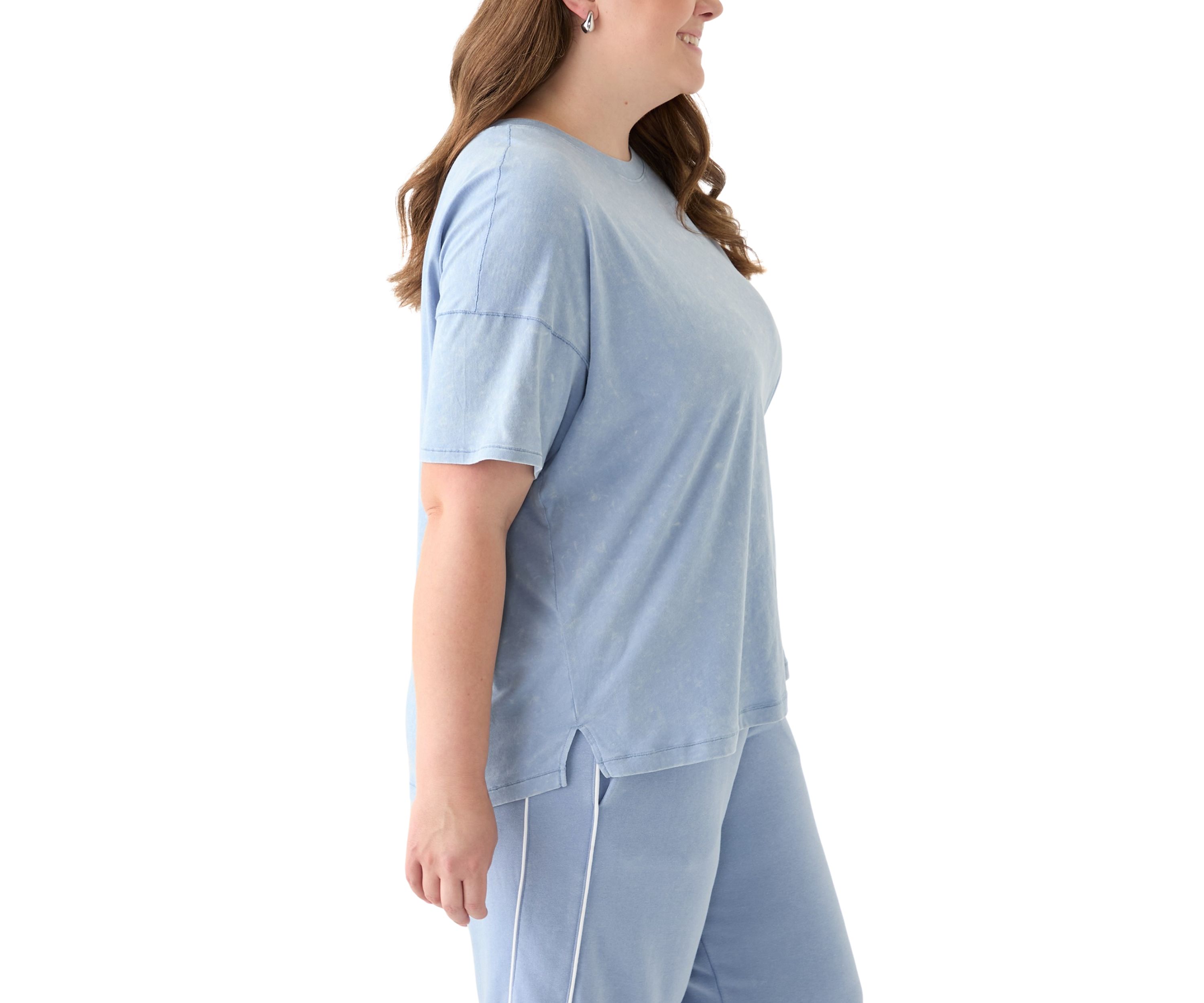Plus Size Stone Washed Boxy Cropped T-Shirt