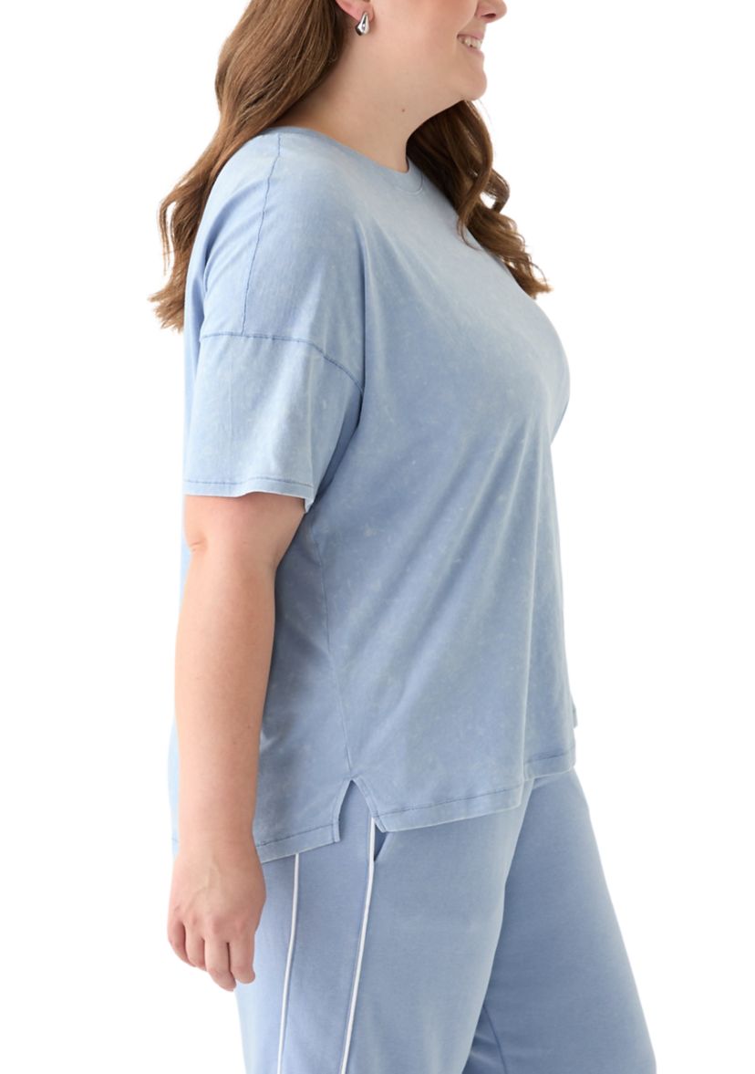 Plus Size Stone Washed Boxy Cropped T-Shirt