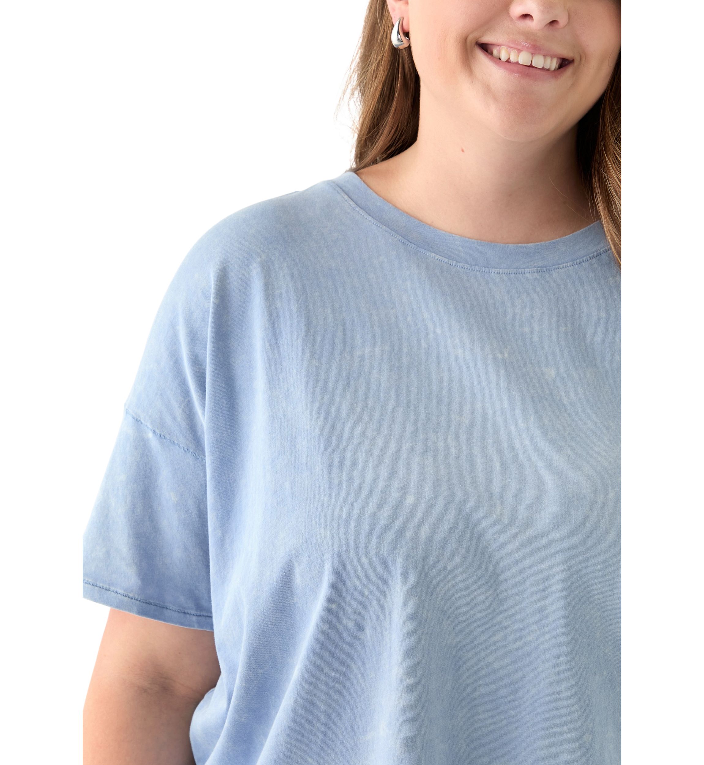 Plus Size Stone Washed Boxy Cropped T-Shirt