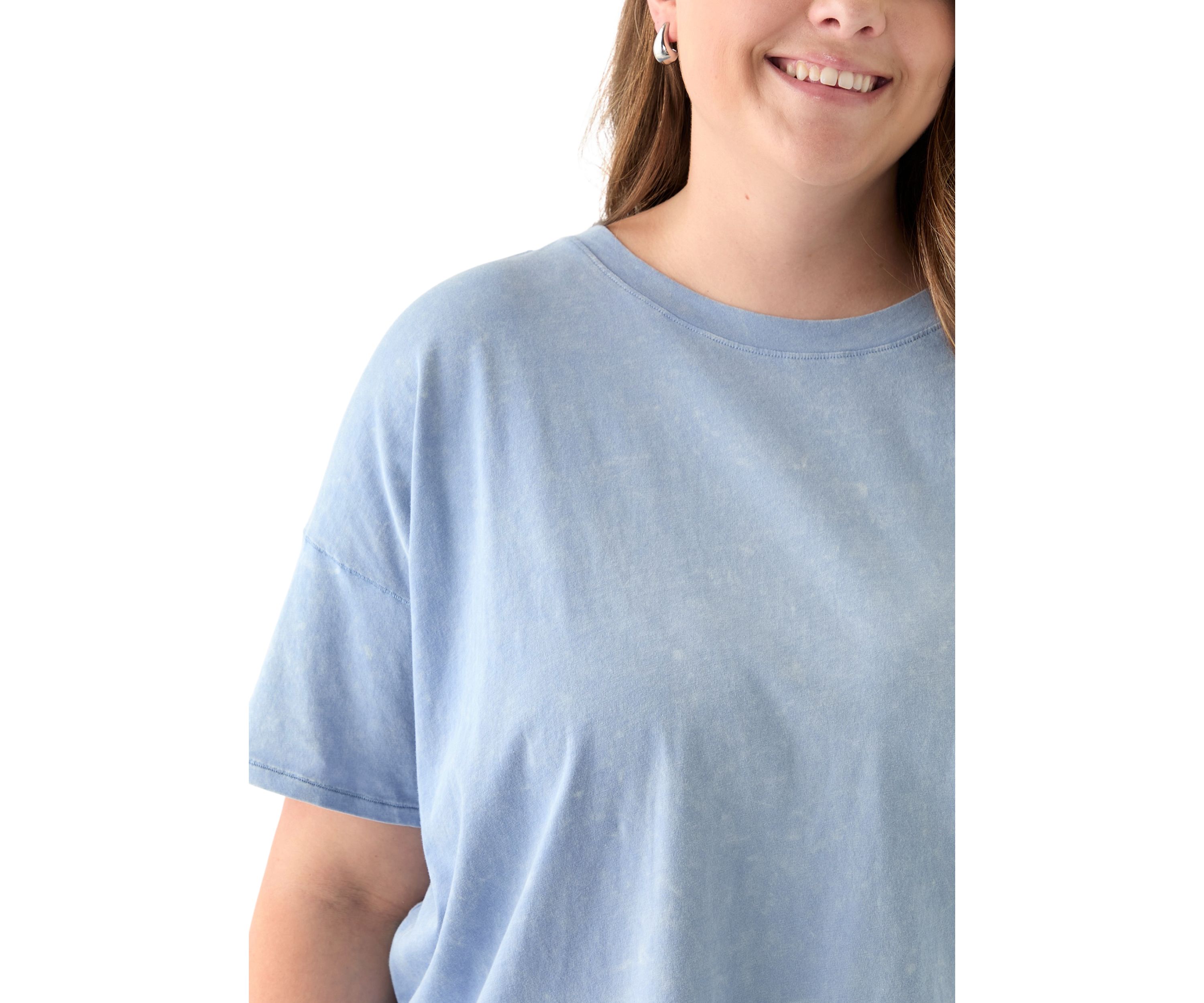Plus Size Stone Washed Boxy Cropped T-Shirt