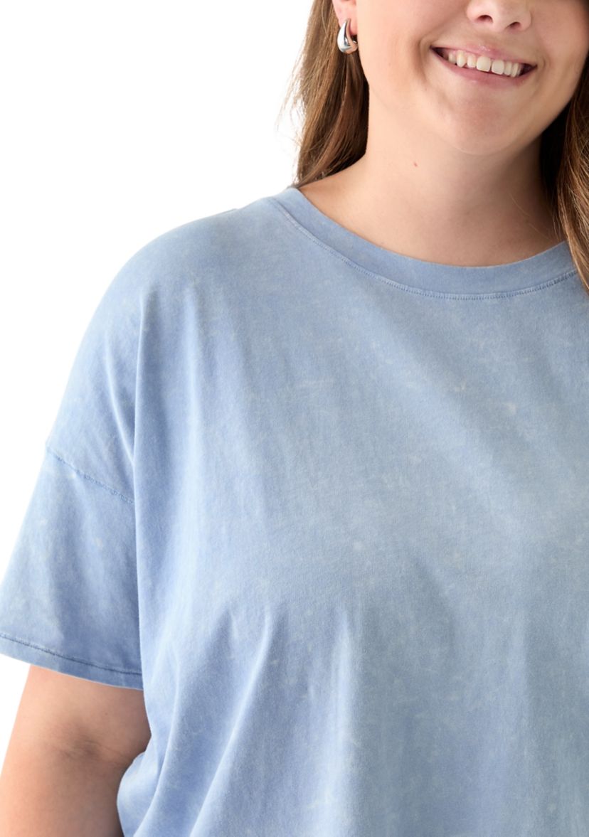 Plus Size Stone Washed Boxy Cropped T-Shirt