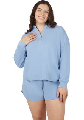 Yogalicious Women's Plus Size Baby Wash Cali Breeze Hoodie, 1X