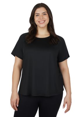 Yogalicious Women's Plus Size Crew Neck Raglan Tessa T-Shirt