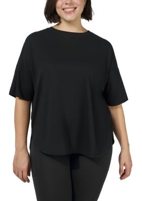 Yogalicious Women's Plus Size Cotton Jersey Bedford Shirt