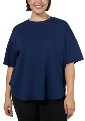 Yogalicious Women's Plus Size Cotton Jersey Bedford Shirt, 3X