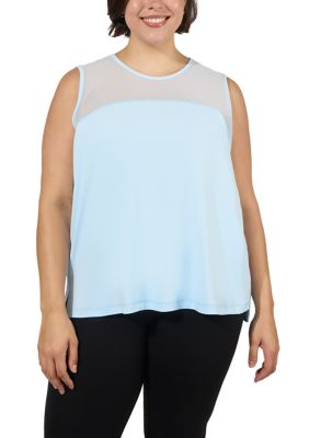 Yogalicious Women's Plus Size Synergy Mesh Tank Top with Side Slits, 3X