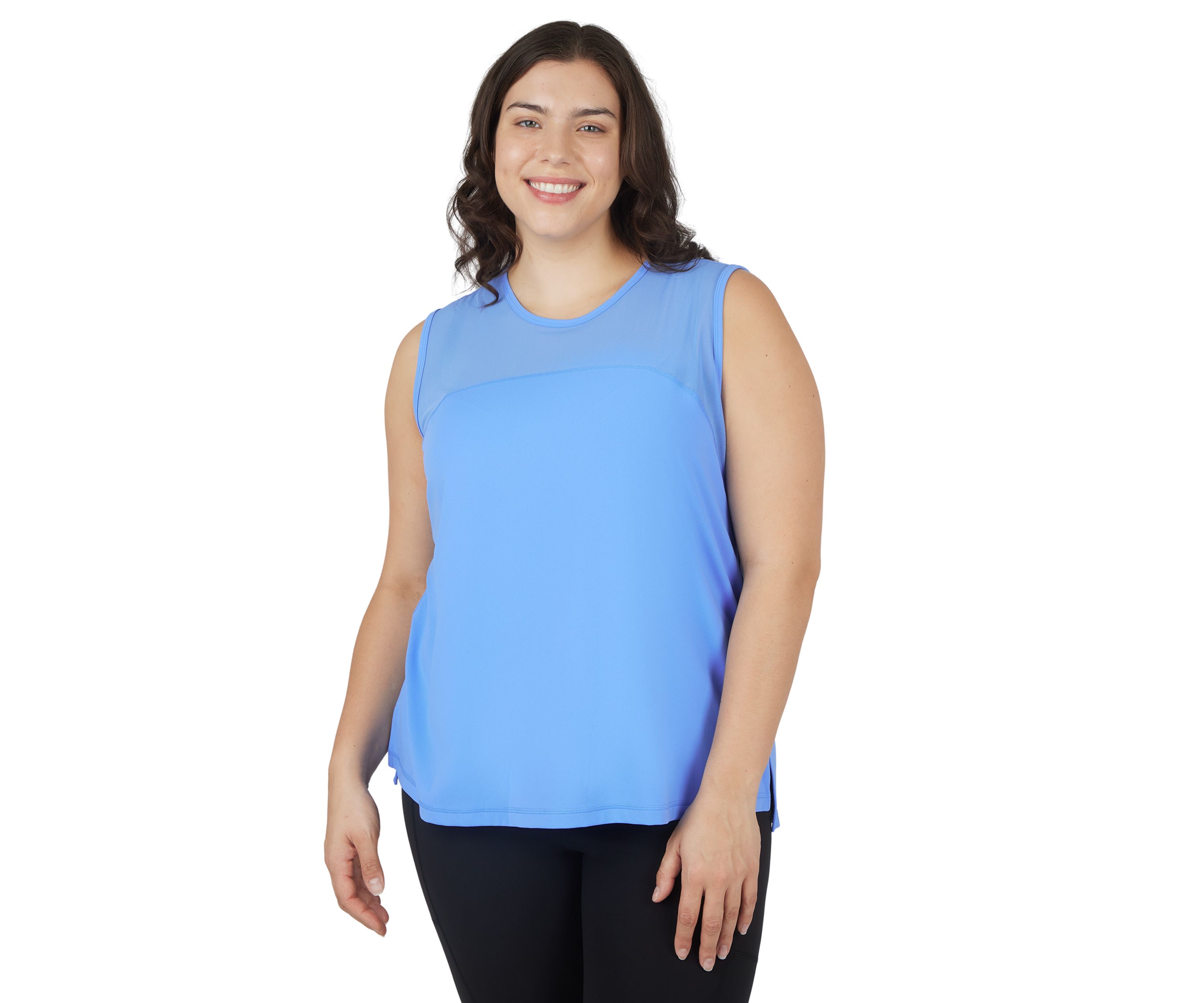 Plus Size Synergy Mesh Tank Top with Side Slits