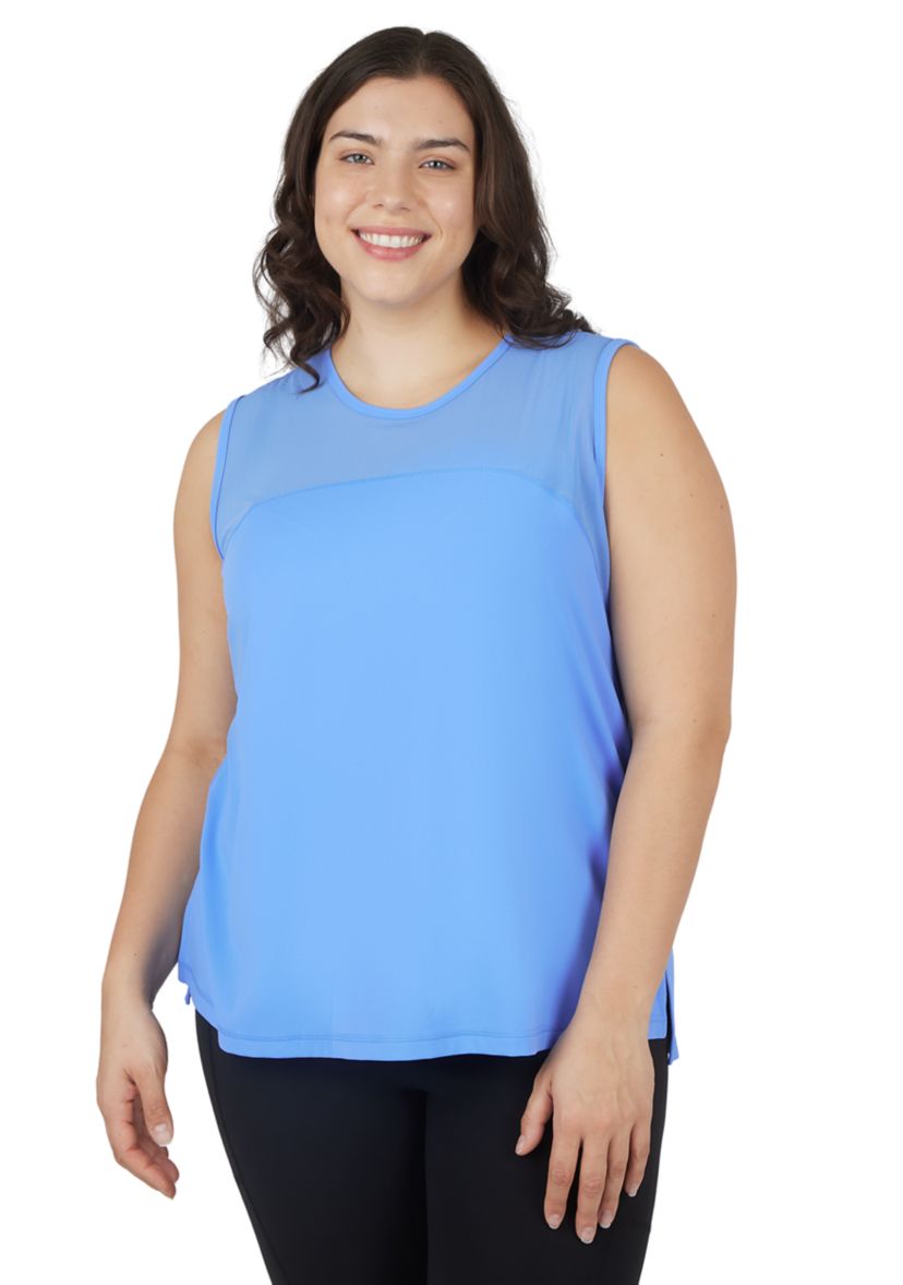 Plus Size Synergy Mesh Tank Top with Side Slits
