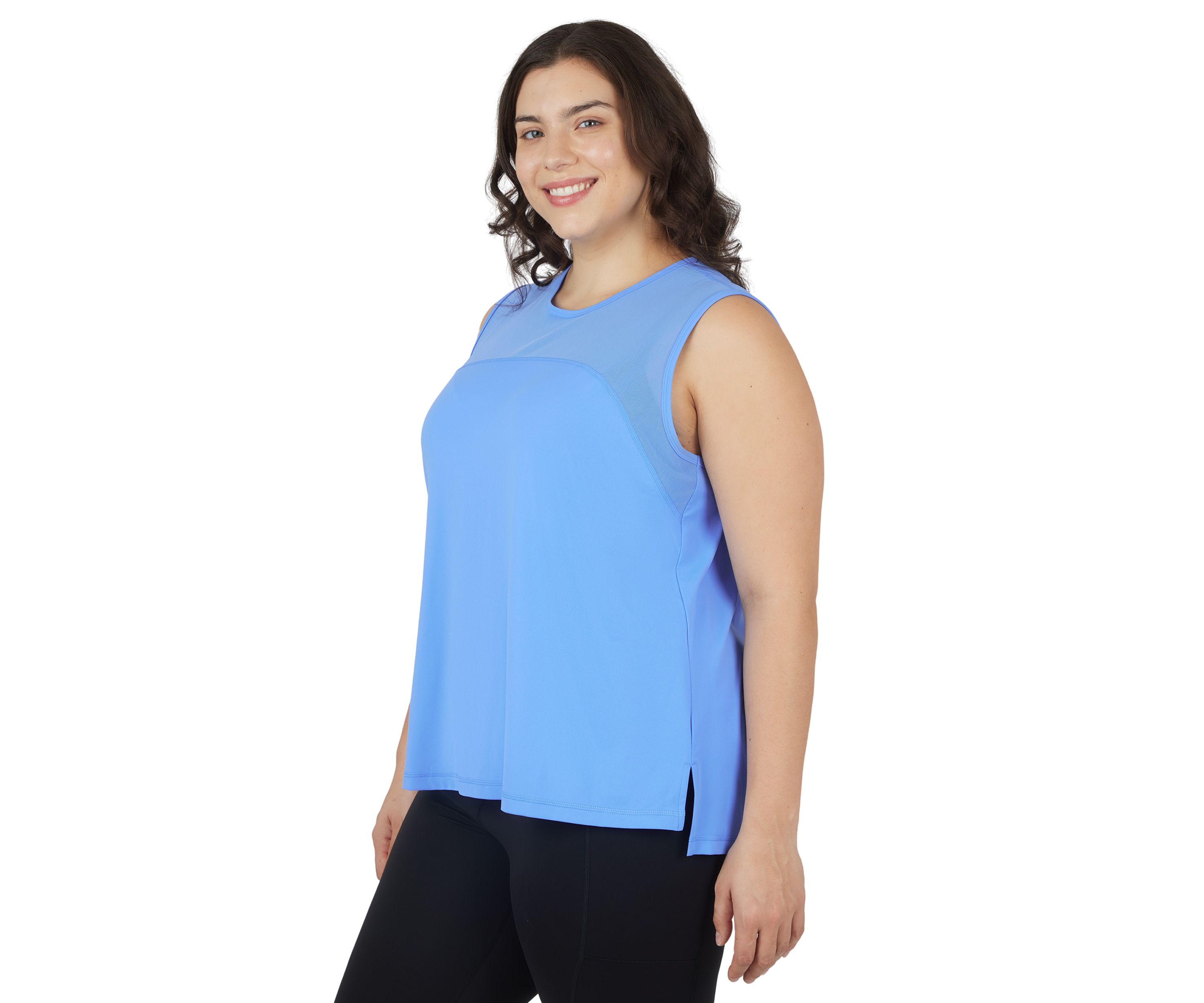 Plus Size Synergy Mesh Tank Top with Side Slits