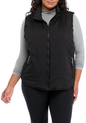 Yogalicious Women's Plus Size Below Zero Puffer Vest, Black, 2X